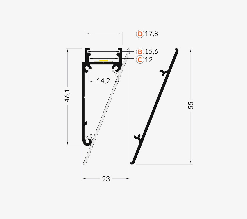 Profile Walle12 [BCD] - Anodized - 2m